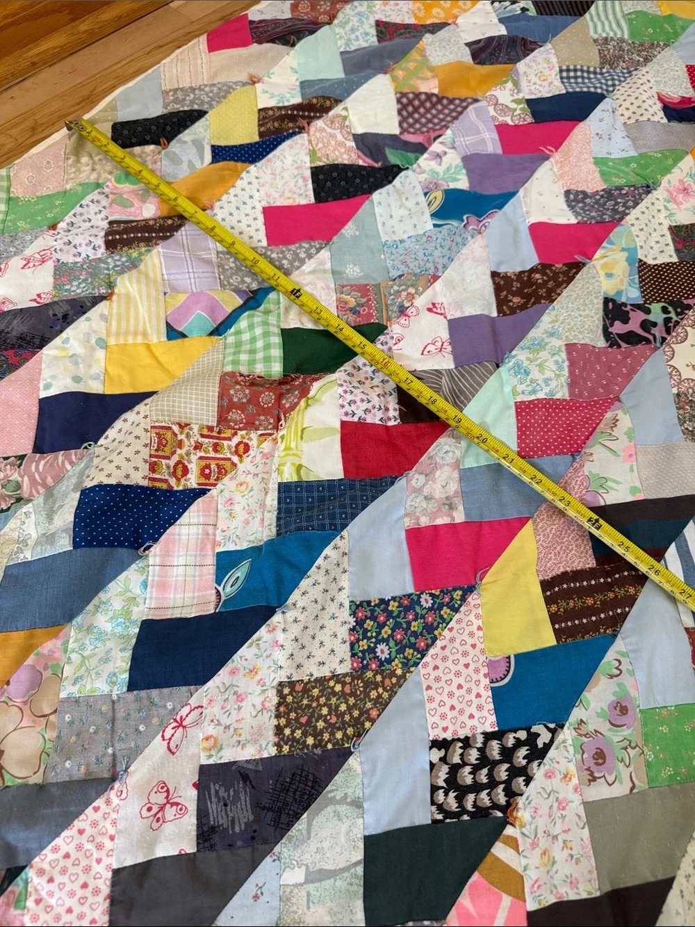 Handmade scrappy braid Quilt-Texas braid-chevron-style-Twin Twin XL-Vintage